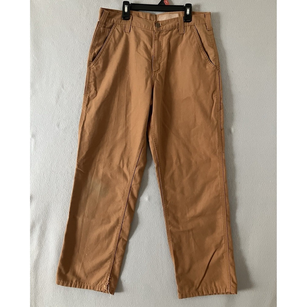 Carhartt Dungaree Fit Men's Brown Pants Size 32/30 Cotton Blend Workwear